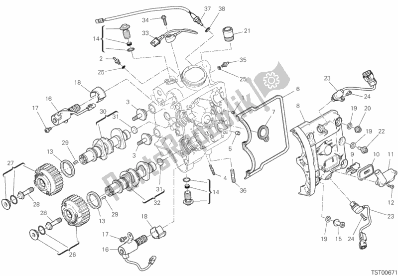Tutte le parti per il Sistema Di Fasatura Testa Orizzontale del Ducati Diavel 1260 Thailand 2020